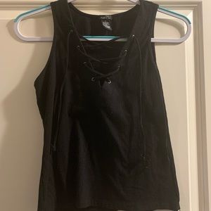 Black tie up crop top